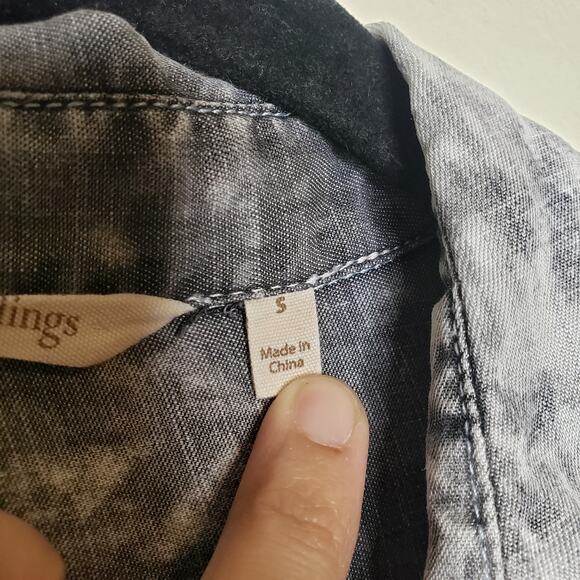 Soft Surroundings| Acid wash Gray Button Down Shirt - Picture 5 of 9